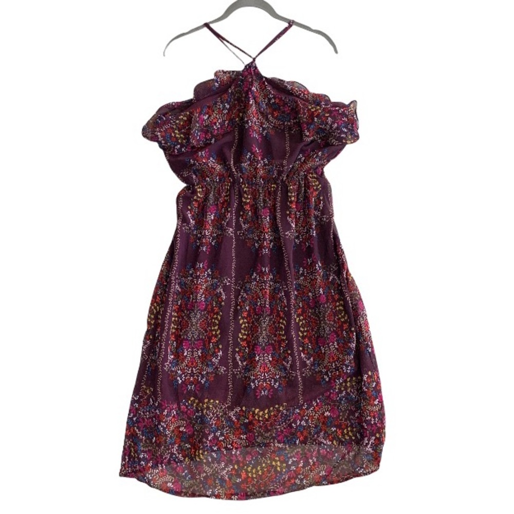 Monteau Floral Plum Criss Cross Spaghetti Strap Midi Dress
